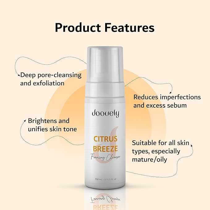 Citrus Breeze Foaming Face Cleanser | Facial cleanser & Face Wash for All Skin Types, Daily Hydrating Cleanser with Natural Citrus Extracts for Deep Cleansing & Oil Control – 150ml(5 Fl. oz)