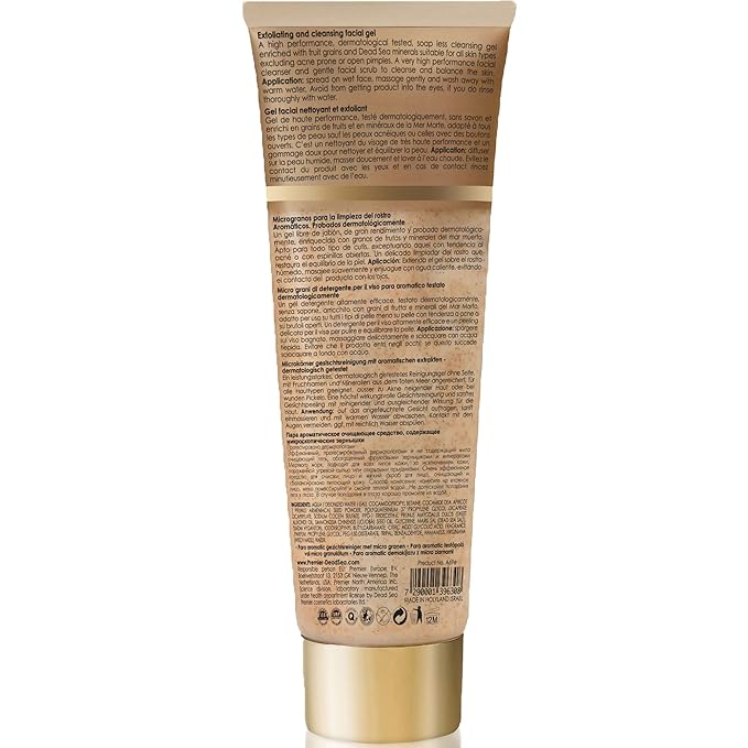 Premier Dead Sea Classic Para-Pharmaceutical Exfoliating Cleansing, Micro Grains Face Facial Gel Cleanser scrub Contains Dead Sea Minerals, non drying, Aromatherapy Scientific Concept 4.25Fl oz (X1)
