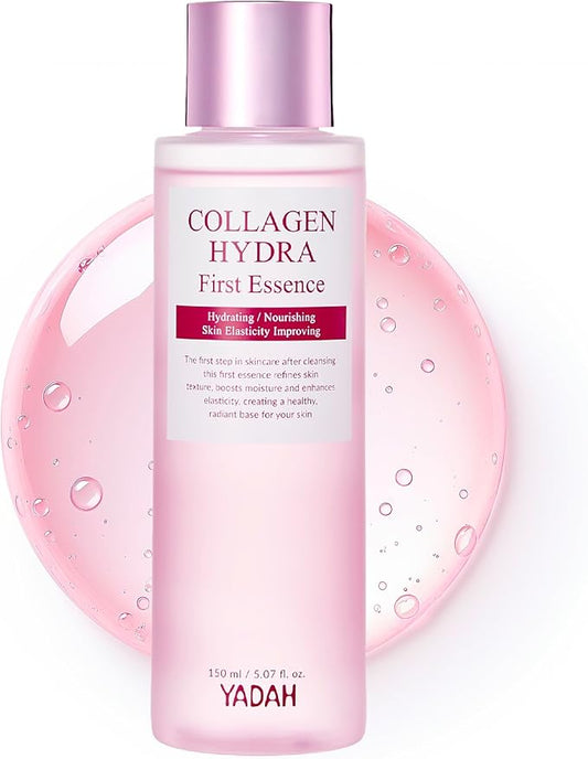 YADAH Collagen Hydra Essence – Deep Hydration, Soothing with 80,000ppm Collagen peptides and Triple Hyaluronic Acid, Centella Asiatica Extract, Niacinamide – 5.07 fl oz