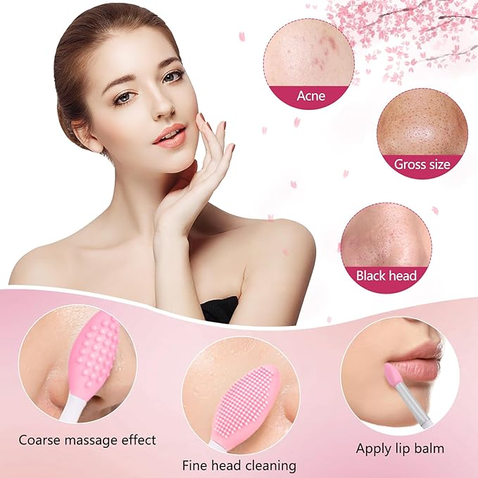 Silicone Face Scrubber, 2pcs Exfoliating Lip Brush, 1pcs Cleansing Brush,2pcs Face Mask Exfoliator Blackhead Skin Care Tool