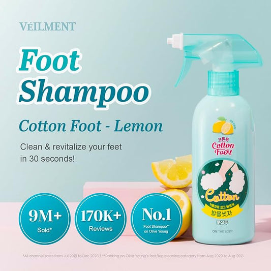 Cotton Foot - Foot Shampoo Soap (Lemon, 13fl oz*2, Pack of 2) - Refreshing Cleanse Spray, Deodorizing Foot Care Wash. Foaming Wash, Easy to Use