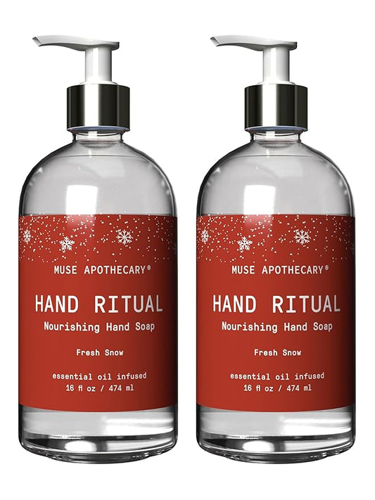 Muse Apothecary Hand Ritual - Aromatic and Nourishing Hand Soap, Infused with Natural Aromatherapy Essential Oils - 16 oz, Fresh Snow, Pack of 2