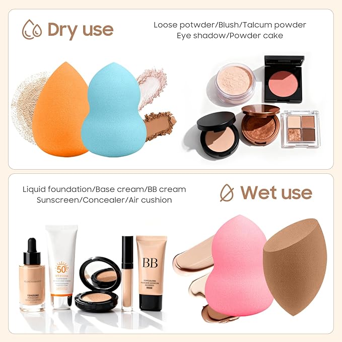 30 Pcs Multicolor Makeup Sponge Set - Latex-Free, Soft & Reusable Beauty Blender Sponges for Wet/Dry Use Blending Powder Puff for Foundation & Concealer Washable Makeup Sponges