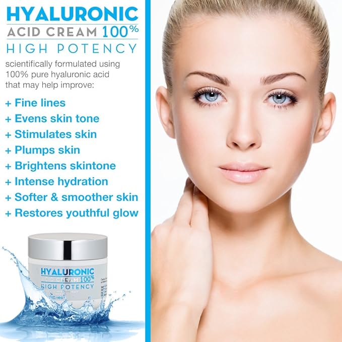 Dermedicine 100% Hyaluronic Acid Cream Face w/Jojoba Oil & Apricot Oil Professional Grade Intense Hydration Keeps Skin Looking Plump & Feeling Moisturized Skin Color & Tone