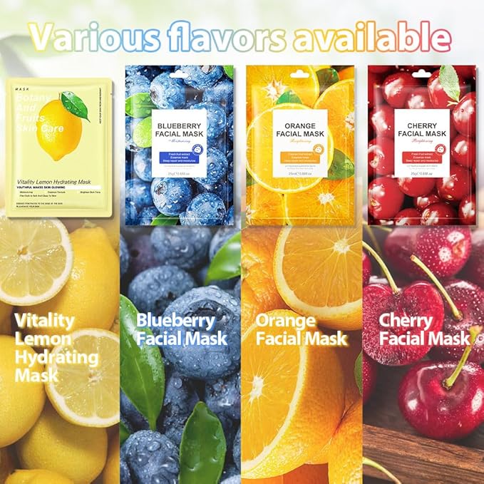 evpct 12Pack Kids Face Masks for Kids Girls Spa, Girls Kids Facial Spa Day Slumber Sleepover Birthday Party Favors Supplies Kit for Girl, Kid Friendly Facial Face Sheet Masks Bulk Skincare for Kid, B2