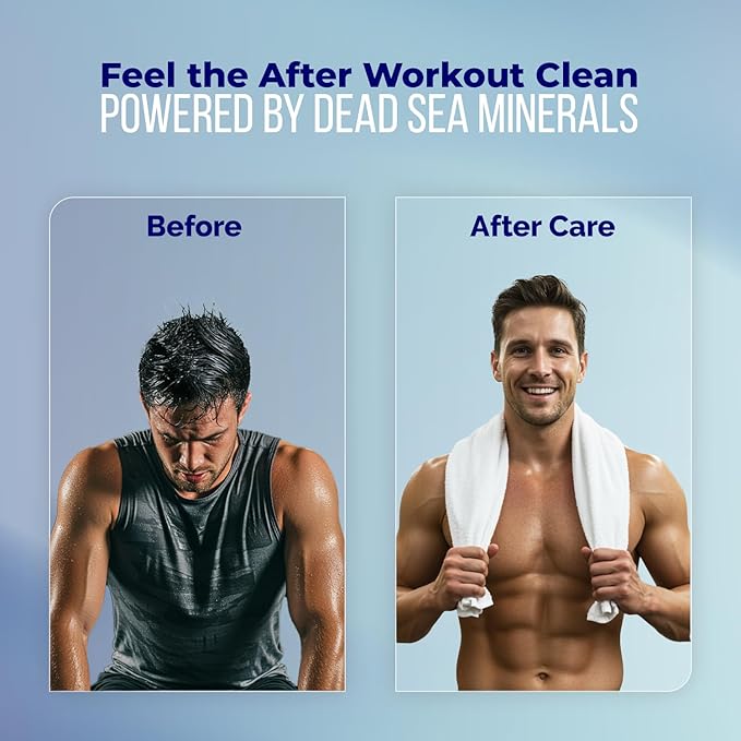 Dead Sea Collection TOP 10 ACTIVE Mens Body Wash 3 in 1 – Sandalwood Body Wash for Men – Shower Gel – Shampoo – Shower Soap for Face and Hair – Pack of 2 Bottles (33.8 Fl. Oz. Each)