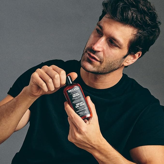 Brickell Men's Maximum Strength Hand Cream for Men, Natural and Organic Fast-Absorbing Hand Lotion with Vitamin E, Shea Butter, and Jojoba, 4 Ounce, Scented