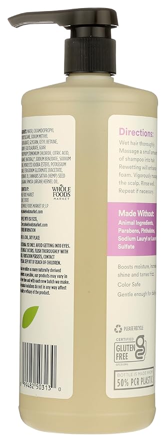 365 by Whole Foods Market, Moisture & Shine Shampoo with Hemp Seed & Argan Oil, Lavender Scent, 32 Fl Oz