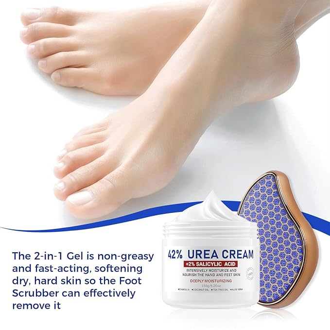 OUKEYA Urea Cream 42 Percent for Foot & Hand Cream with Foot Files for Dry Cracked Urea Lotion for Feet Maximum Strength Foot Cream for Dry Cracked Treatment