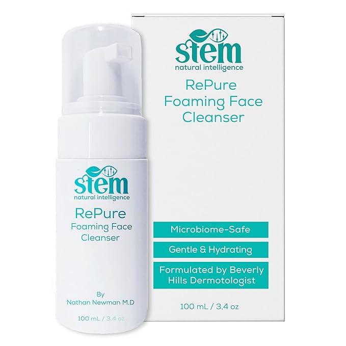 STEM Natural Intelligence RePure Foaming Cleanser, Luxury Exfoliating Face Wash for Women, Body and Facial Cleanser for Women, Skin Care with Dermatologist Developed & Tested Research, Face Exfoliator