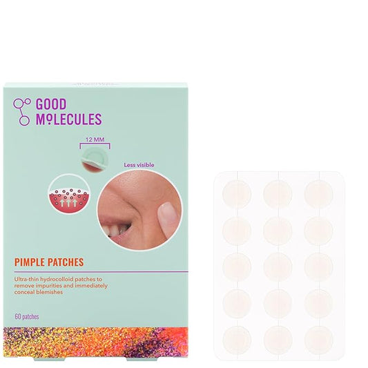 Good Molecules Pimple Patches 60 Pack - Ultra-Thin Hydrocolloid Acne Patches To Conceal Breakouts, Blackheads, and Blemishes - Acne Spot Treatment, Skin Care For Face