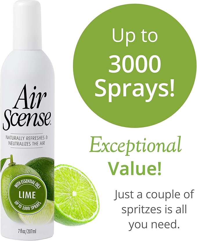 Air Scense Air Freshener Deodorizer Room Spray for Bathroom & Home, Essential Oils, Natural Lime - 7 fl oz (1-Pack)