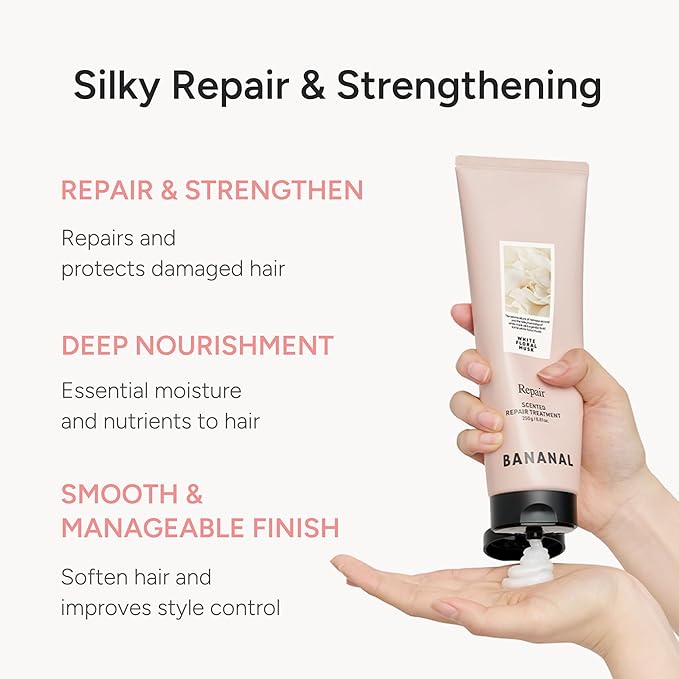 Scented Repair Treatment Mask – Protein Enriched Deep Korean Hair Conditioner for Damaged – 17 Amino Acids, Botanical Oils, Shea Butter & Ceramide, White Floral Musk, 100 ml / 3.4 fl oz