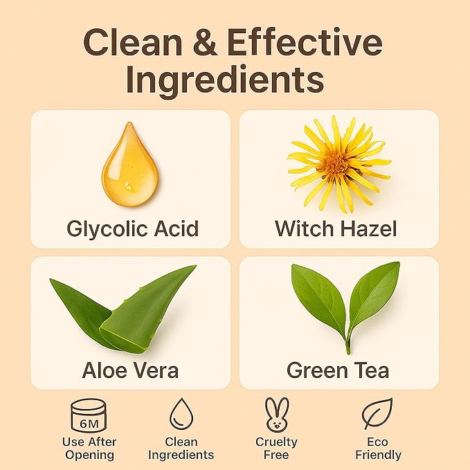 Glycolic Acid Serum - With Witch Hazel, Retinol, Jojoba Oil, Aloe Vera & Botanical Extracts - Resurface Texture & Brighten Skin Tone - 1 FL OZ / 30ML