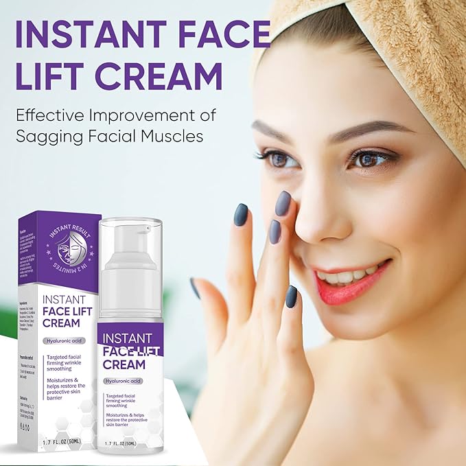 Instant Face Lift Cream, Effective 2-Minute Temporary Skin Tightening Cream, Visibly Firming Loose Sagging Skin, Repair and Smooth Wrinkles for Face and Neck, Purple