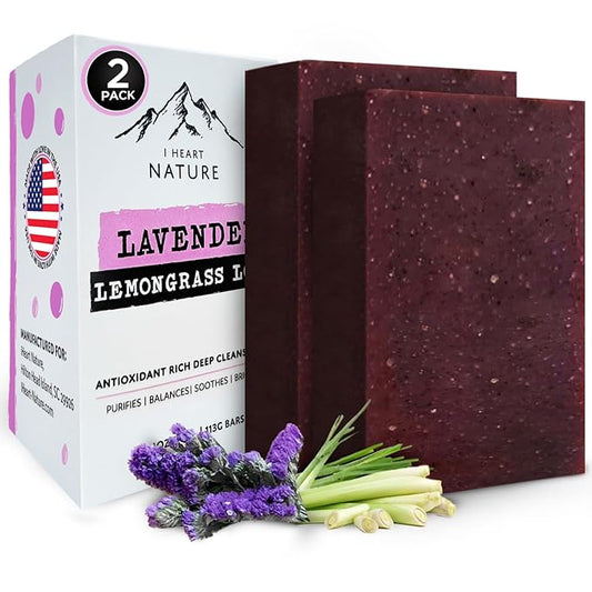 iHeart Lavender Soap Bars (2 Pack) – Deep Cleansing & Soothing for Sensitive Skin – Infused with Shea Butter & Sea Salt for Luxurious Lather & Long Lasting Freshness