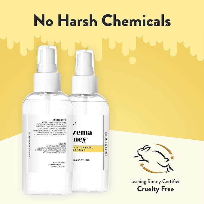 ECZEMA HONEY Premium Witch Hazel & Aloe Spray - Facial Mist Skin Care Product - Unscented Moisturizer, Dewy Makeup Spray, Aftershave & More (8 Oz)