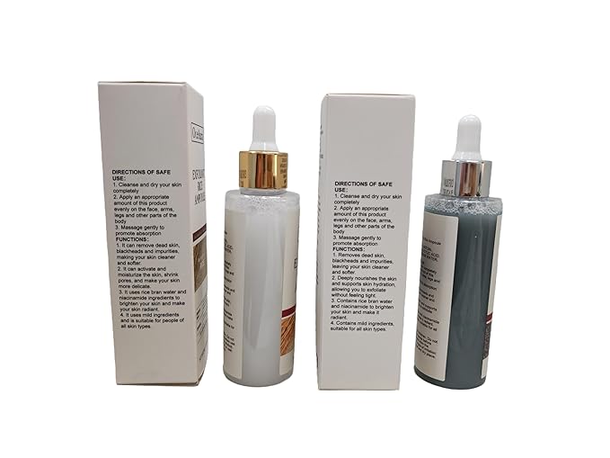 Peel Shot Glow Rice Ampoule Duo–2 PCS White & Black Rice Facial Serum Lightweight Hydrating Formula for All Skin Facial Exfoliator Pore Refining Dead Skin Cells Remover