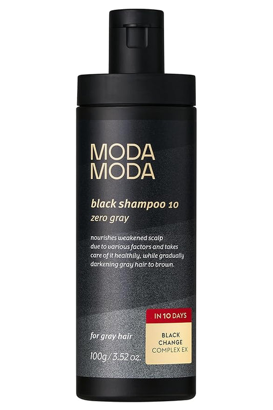 MODA MODA Zero Gray Black Hair Shampoo 3.52 oz - Natural Darkening Color Shampoo Dye for Hair & Scalp | Age-Defying & Volumizing Grey Shampoo that Reduces Hair Breakage - No Animal Trials