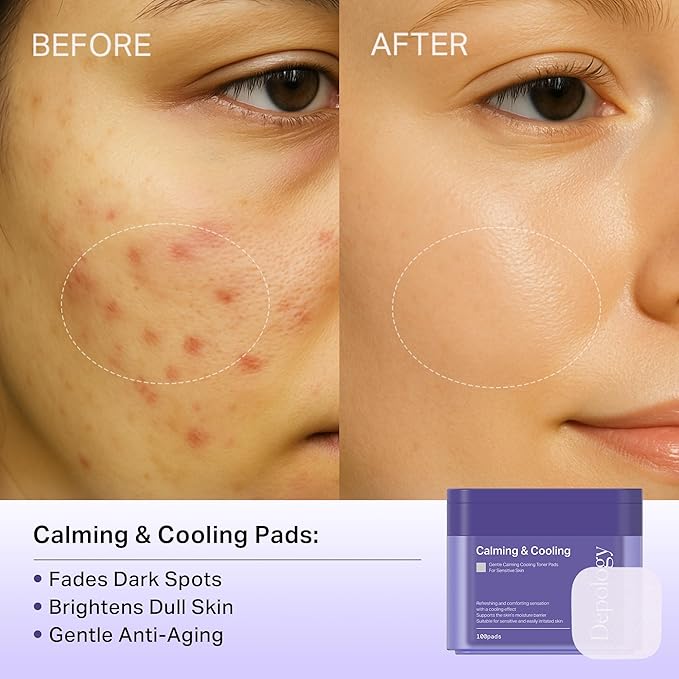 depology Blemish & Tone Toner Pads [Upgraded] – Helps Fade Dark Spots Facial Pads & Uneven Skin Tone with Lactic Acid, Bakuchiol & Centella, Daily Exfoliating for Sensitive Skin