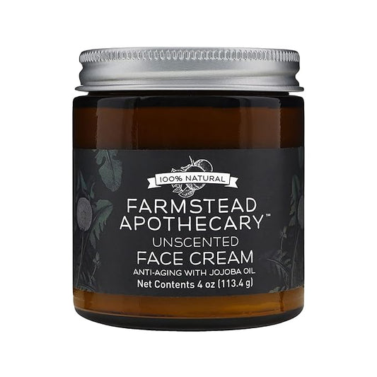 Farmstead Apothecary 100% Natural Anti-Aging Face Cream with Jojoba Oil, 4 oz (Unscented)