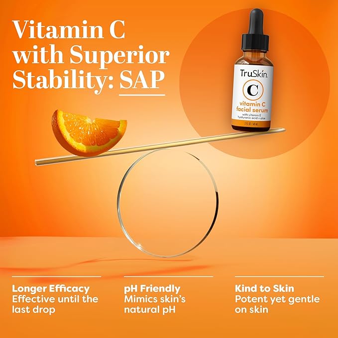 TruSkin Vitamin C Serum For Face – Anti Aging Face Serum with Vitamin C, Hyaluronic Acid, Vitamin E – Brightening Formula – Improve Appearance of Dark Spots, Tone, Fine Lines & Wrinkles, 2 Fl Oz