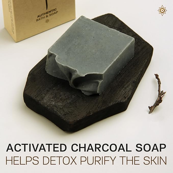 AUTHENTIC BATH & SOAP - Activated Charcoal Soap Bar - Cold Processed, Cleansing & Detoxifying Wash for Men & Women, Handmade, Cruelty Free, Vegan, no Parabens or Sulfates. (Pack of 2) 4.2 Oz Each