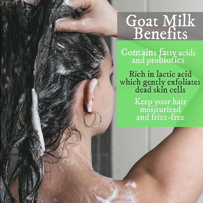 Legend's Creek Farm, Herbal Goat Milk Shampoo, Gently Cleansing & Soothing, Intense Softness & Shine, For Dry & Damaged Hair, 16 fl. Oz (Oatmeal, Milk, & Honey H.S.)