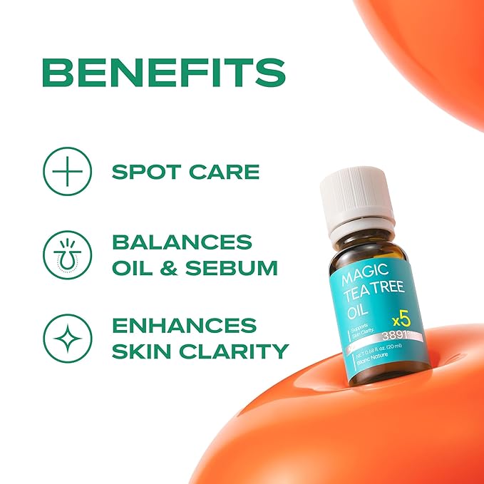 – Magic Tea Tree Oil for Face, Clarifying Facial Oil for Oily & Sensitive Skin, Lightweight Daily Care with Tea Tree, Skin-Balancing Vegan Korean Skincare, 0.7 fl oz