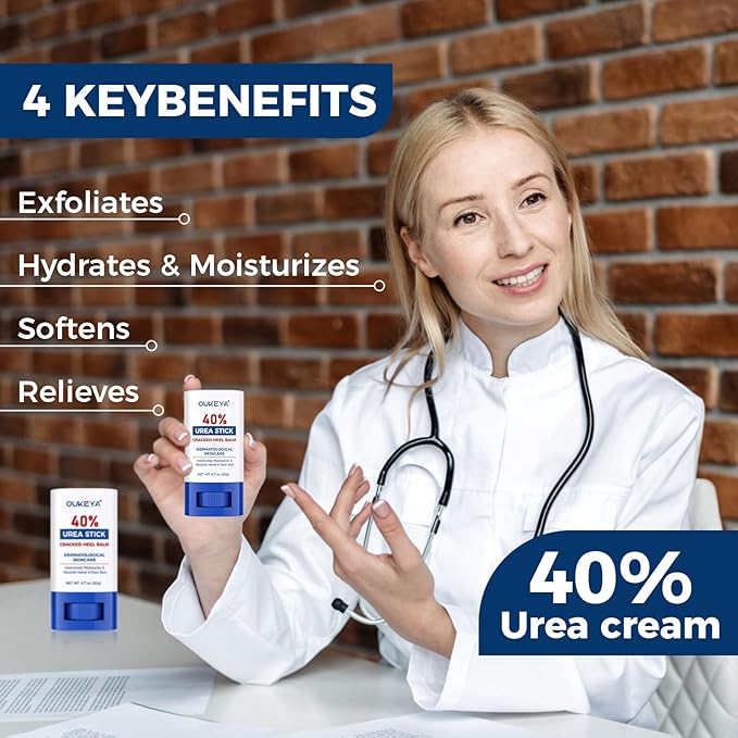 OUKEYA Urea Cream 40 Percent.Urea Cream Stick for Foot and Hand Cream Stick for Dry Cracked, Cracked Heel, Avoid Frostbite, 40 Percent Urea Lotion for Feet Maximum Strength, 2 PACK