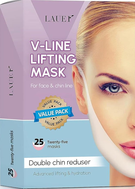 V Shaped Contouring Face Mask Line Shaping Lifting Belt Neck Reduction Jawline Lift Tape Enhancer Face Patch Firming Tightening Skin Chin Up Sculpting Collagen Mask Hyaluronic Acid Aloe Vera 25pcs