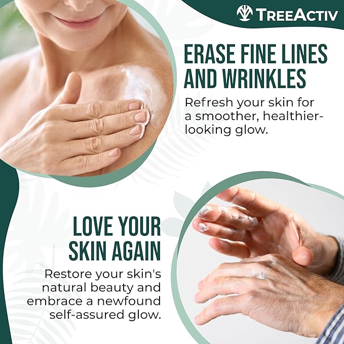 TreeActiv Crepey Skin Repair Treatment, 8oz, Firming Cream with Hyaluronic Acid & Shea Butter to Deeply Moisturize & Tighten Wrinkly Dry Crepe Skin, 500+ Uses