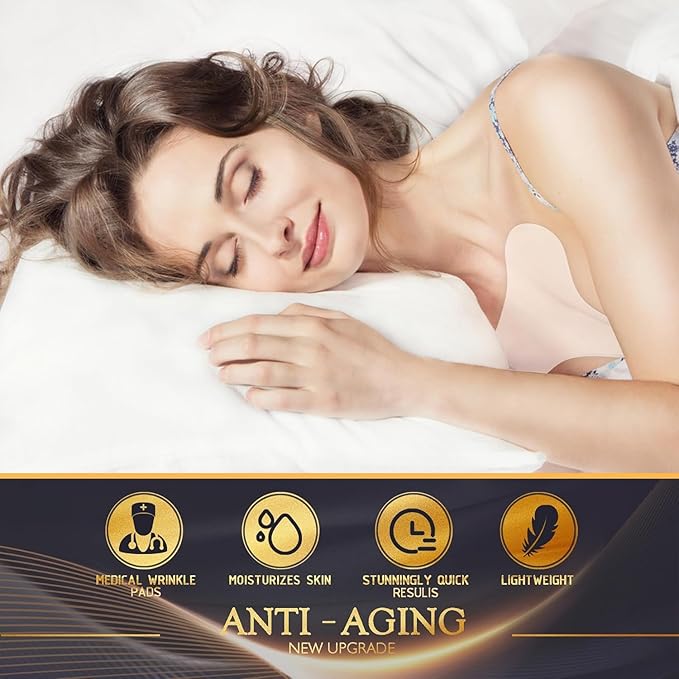 Chest Wrinkle Pads-2 Pcs Silicone Patches for Wrinkles, Anti Wrinkle Patches for Decollete & Cleavage, Anti Aging Wrinkle Remover, Reusable Overnight Wrinkles Treatment While Sleeping