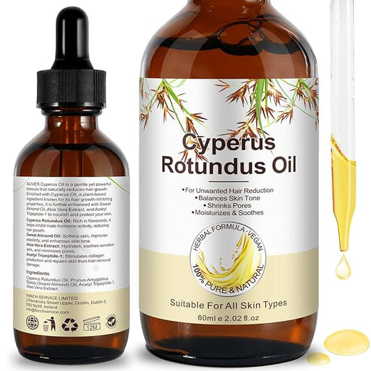 Cyperus Rotundus Oil for Skin 2.02 fl.oz, Natural Cyperus Rotundus Oil for Hair Removal, Reducing Body Hair Growth, Moisturizing & Soothing the Skin, Shrink Pores, Suitable for All Skin Types