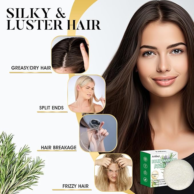 2 Pack Rosemary Oil Shampoo Bar,Natural Solid Hair Growth Soap Bars,Effective Cleansing Scalp Hair Loss Shampoo Bar,Organic Hair Oil Control,Strengthening,Thickening & Volumizing Soap for Hair