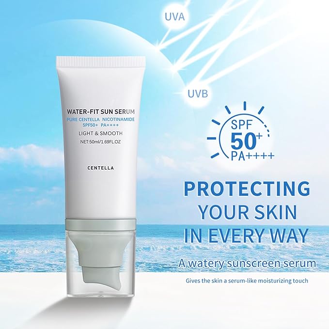 Tinted 𝐶𝑒𝑛𝑡𝑒𝑙𝑙á Sunscreen SPF50 PA++++, 50ML Cen-tella Madagascar Face Sun Screen Long-Lasting Protection, Hyalu Cica Water-Fit Sun Serum Matte No White Cast for All Skin Type and UV Defense