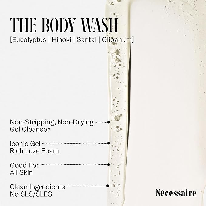 Nécessaire The Body Wash - Collection Set. Self Care Gifts for Women + Men, 4x Travel Size Skin Care Set, Natural Body Wash for Women + Men. With Vitamins + Niacinamide. Gel Cleanse, 3.4 fl oz.