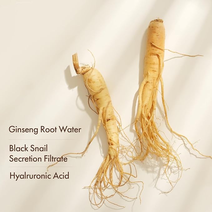 Black Snail Ginseng Serum, Ginseng 640,430ppm, Snail Mucin, Hydrating Facial Moisturizer, Acne Scar Remover, Self Care, Glow Skin Under Makeup, Korean Skin Care, 30ml, 1.01 fl. oz.