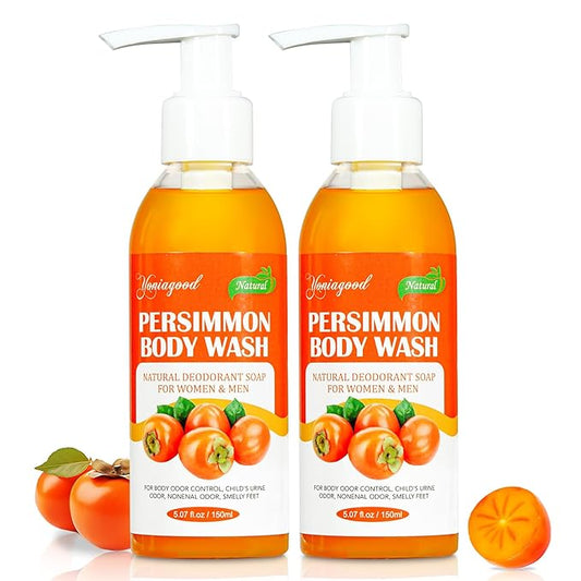 2 PCS Persimmon Body Wash for Strong Odor Control, Natural Persimmon Soap Bar Old People Smell Remover, Smelly Feet Deodorant Body Odor Eliminator, Body Wash Gel for Women & Men