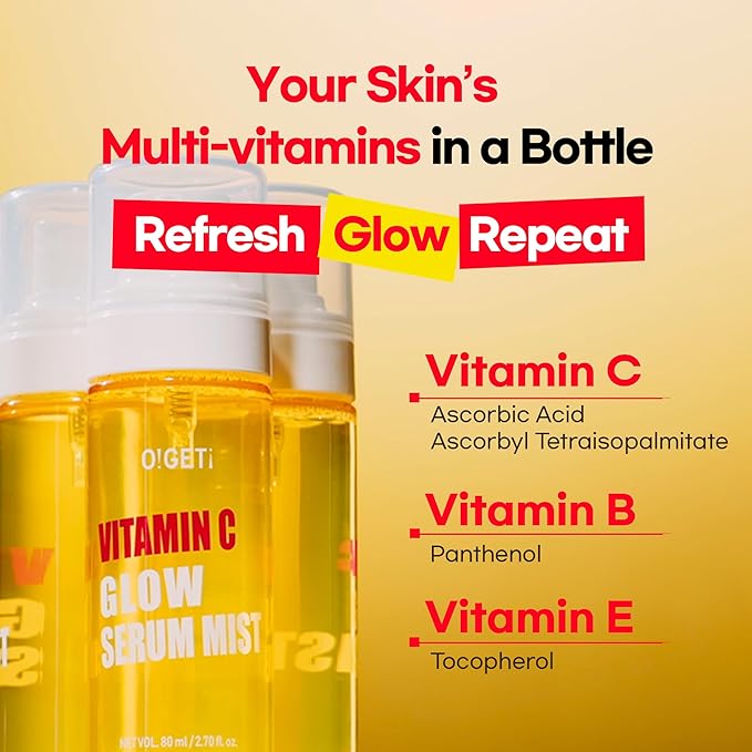 Vitamin C Glow Serum Mist, Hydrating & Brightening Facial Mist with Jeju Green Tangerine, Niacinamide, Hypoallergenic, 2.7 fl.oz