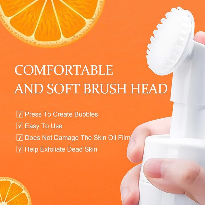 Turmeric Kojic Acid Foaming Facial Cleanser, Kojic Acid And Turmeric Exfoliating Face Wash With Brush (4.23 fl.Oz), 2pcs