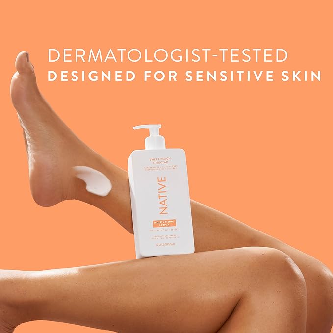 Native Body Lotion Contains Naturally Derived Plant-Based Moisturizers for Women and Men | Restores Dry Skin, Peach & Nectarine, 16.5 fl oz