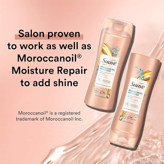 Suave Moroccan Oil Infusion Shampoo & Conditioner Set - Argan Oil for Damaged, Dry Hair, Shine & Healthy Locks, 12.6 Oz (2 Pieces)