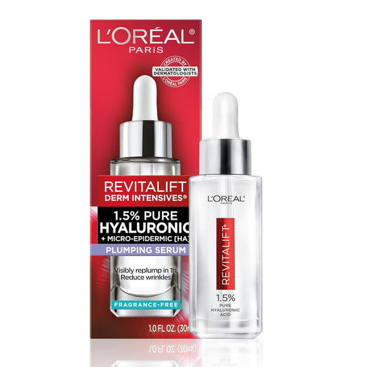 Hydrating Hyaluronic Acid Serum 1.5% for Face – Anti-Aging, Wrinkle-Reducing Serum for All Skin Types | Revitalift Pure HA Serum, Fragrance-Free, 1 Oz