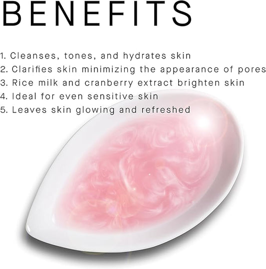 Arcona Cranberry Extract and Rice Toner - Hydrating Milky Brightening Tonic for Glowing Skin. 4.05 fl oz., Made in The USA