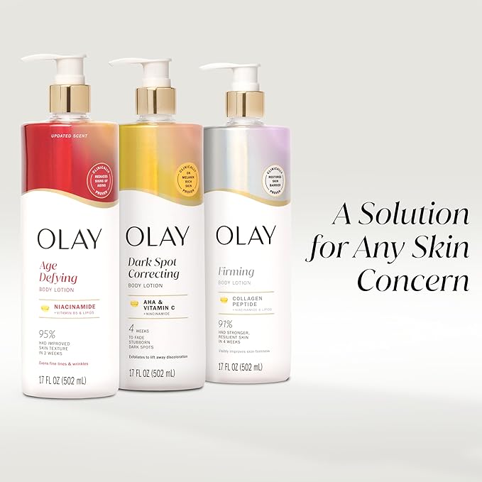 Olay Body Lotion for Women, Age Defying with Niacinamide Serum, Visibly Reduce Signs of Skin Aging, 24hr Moisture & Hydration, Fast Absorbing Formula, Vitamin B3 Complex, For All Skin Types, 17 fl oz
