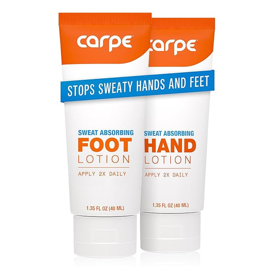 Carpe Sweat Absorbing Hand & Foot Lotion Bundle, Stop Sweaty Hands and Sweaty,Smelly Feet, Dermatologist Recommended
