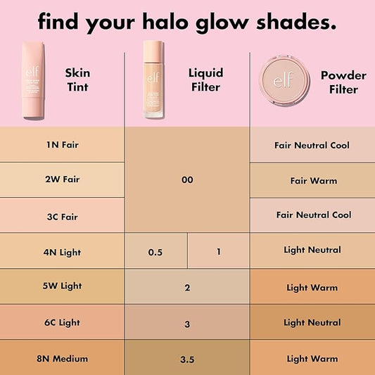 e.l.f. Halo Glow Skin Tint SPF 50, Tinted Moisturizer For Light, Buildable Coverage, Creates A Natural Glow, Vegan & Cruelty-Free, 3 Fair Cool