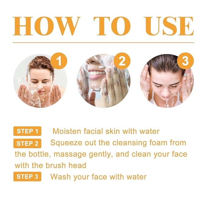 Turmeric Face Wash with Brush, Turmeric Foaming Facial Cleanser for All Skin Types, 3.38 Fl Oz/pcs, 2 Pack