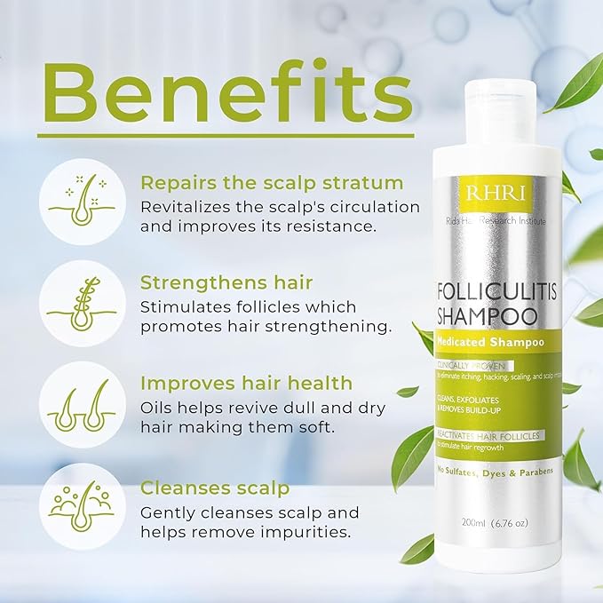 Folliculitis Shampoo | Antifungal Shampoo for Seborrheic Dermatitis, Scalp Psoriasis & Dandruff | Soothes Itchy, Dry Scalp | Cleanses, Exfoliates & Removes Build-Up | Reactivates Hair Follicles
